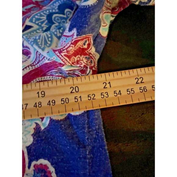 Chico's 2 Paisley Print Tee Top Blue Pink Floral Summer Travel Shirt M - Picture 4 of 6
